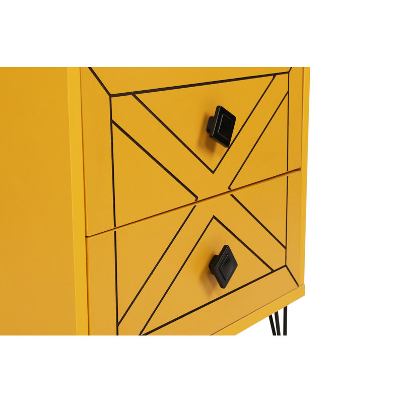 Chenoweth 50cm W Manufactured Wood Bedside Table, Yellow