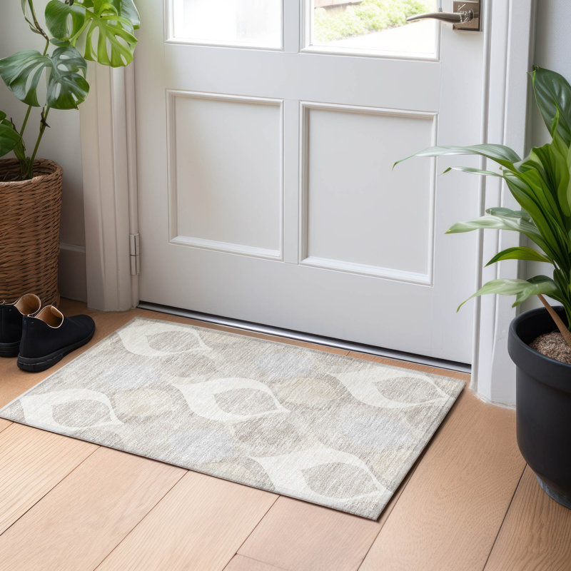 Premium Machine Washable Lisse Ivory Rug, Rectangle 1' 8" x 2' 6"