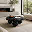 Table basse 35 "en forme de nuage noir, table basse minimaliste moderne en forme de pétale avec pieds sphériques, noir mat et table de salon à petit espace pour petits appartements, noir mat