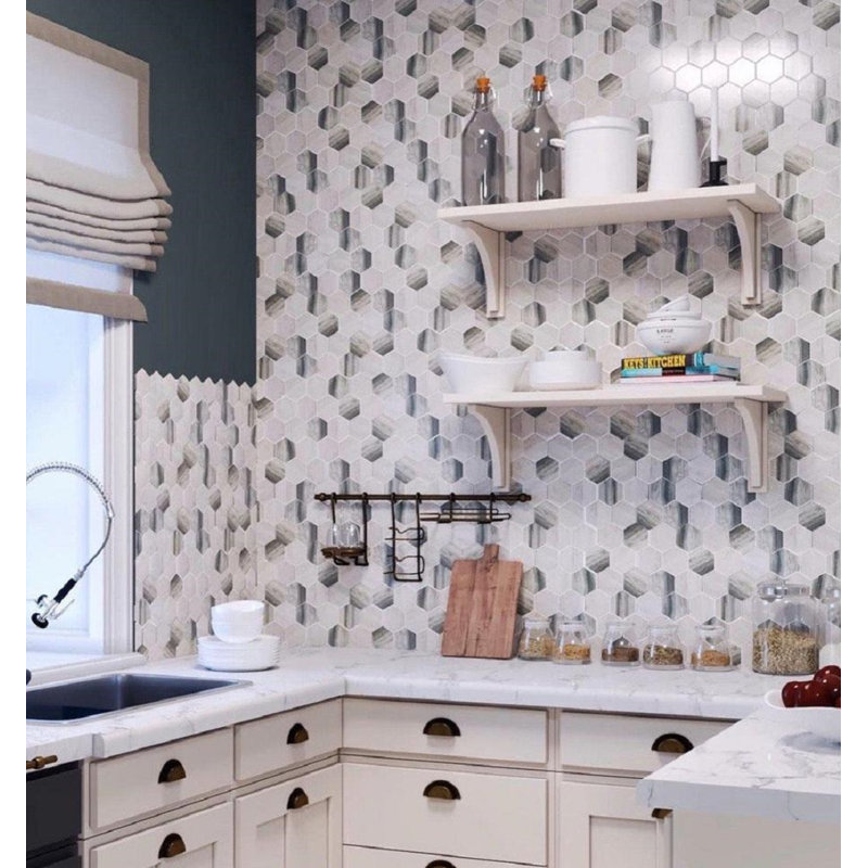2.8" x 2.8" Glass Mosaic Wall & Floor Tile, Gray Wood