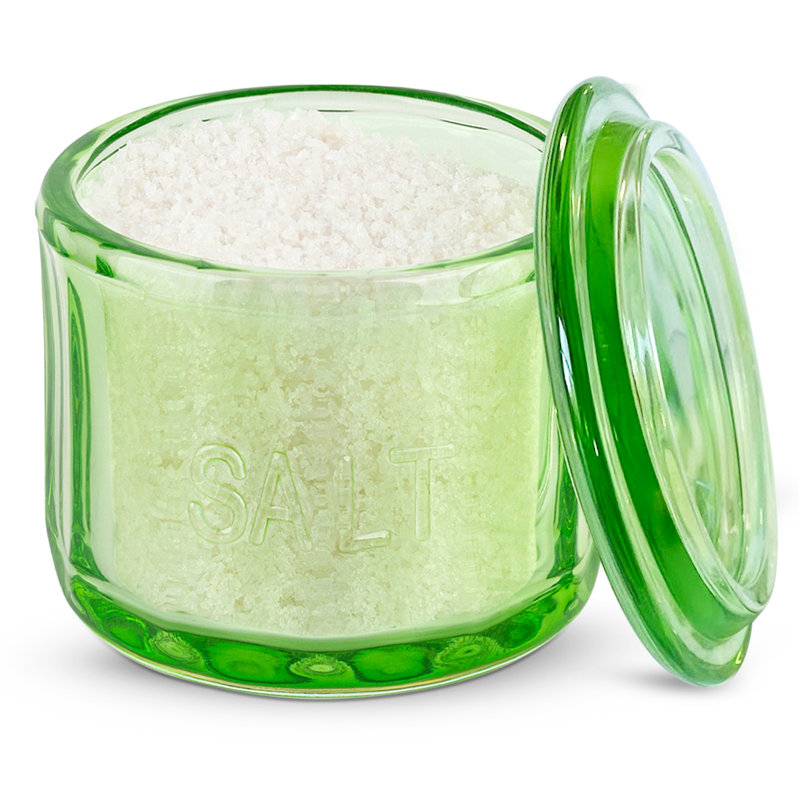 Salière en verre embossé 10 oz avec couvercle, Limette