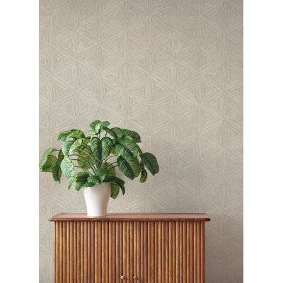Anara Grey Geo Faux Grasscloth Wallpaper