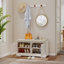 Banc de rangement pour chaussures, armoire à 2 portes 28,74 po, banc d'entrée avec rangement pour chaussures blanc, avec coussin, tablettes réglables, banc à chaussures-1843540604