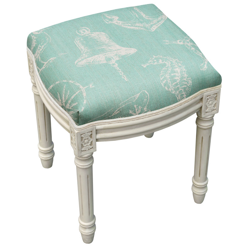 Solid Wood Accent Stool, Aqua
