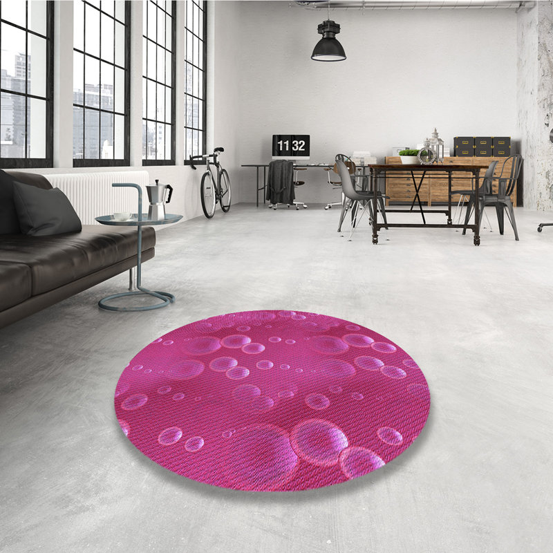 Tapis 100% à motifs lavables à la machine 2989 WSH-PAT3085-PUR, Rond 7 pi