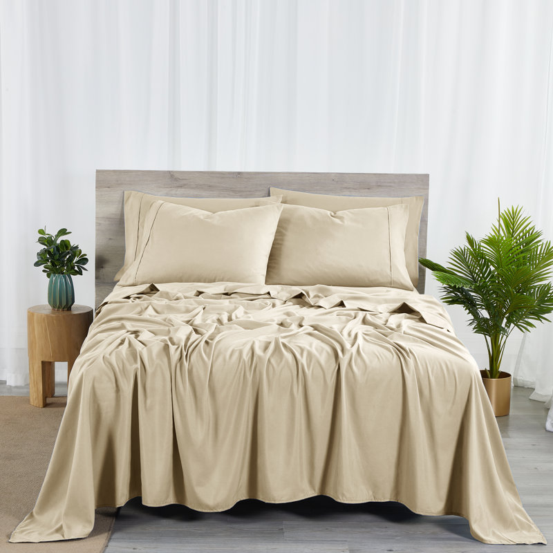 Warm Taupe Twin Bamboo Microfiber 6-Piece Sheet Set