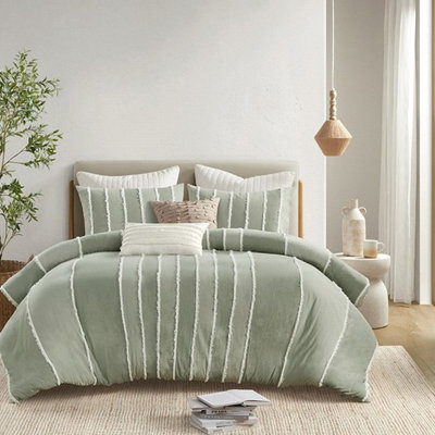 King/ King Size Duvet Cover Made Of Cotton With Striped Pattern 3 Piece For Beds Shams