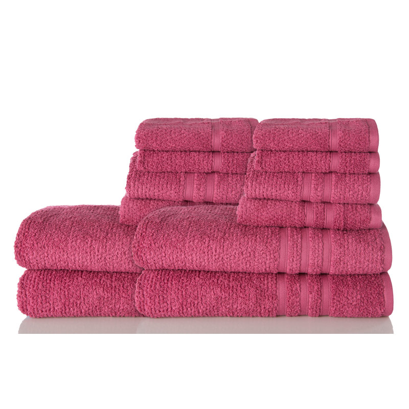 Ensemble de serviettes 12 pièces 100% coton zero torsion, Mauve