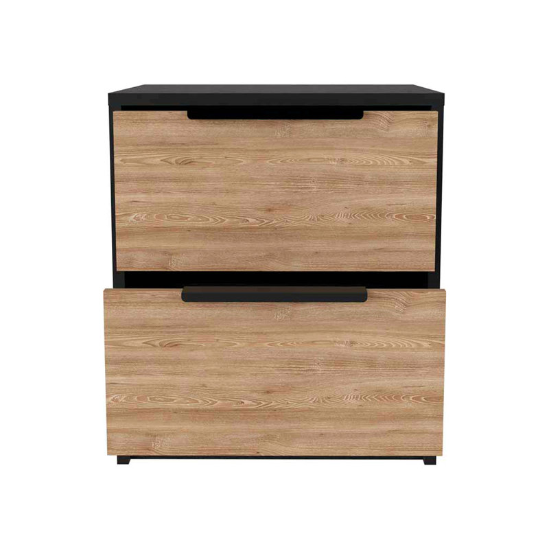 Ensemble de chambre à coucher 3 pièces, armoire + table de chevet + noir, pin