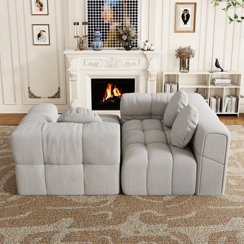 Moderne 4 modulaire - 103 po en forme de L, revêtement en chenille pour la détente en forme de L carré, rembourré de mousse