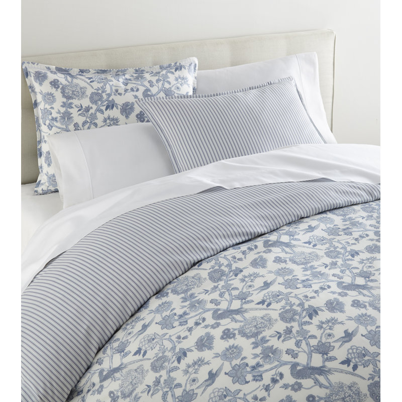 Highgrove Toile Classic Printed Duvet Sets, Blue Striped, King Duvet Cover + 2 King Shams
