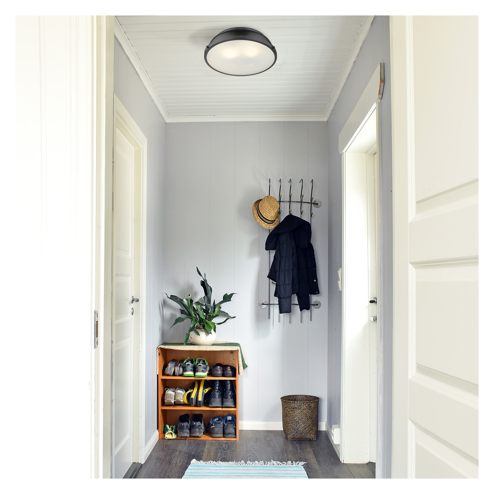 Calico 2 Light Steel Flush Mount, Matte Black, Matte Black