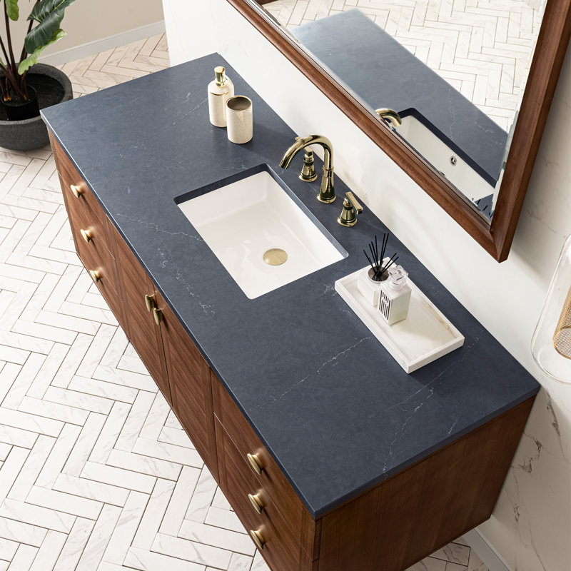 Aliza 60" Single Bathroom Vanity Set, Charcoal Soapstone, 8" Widespread