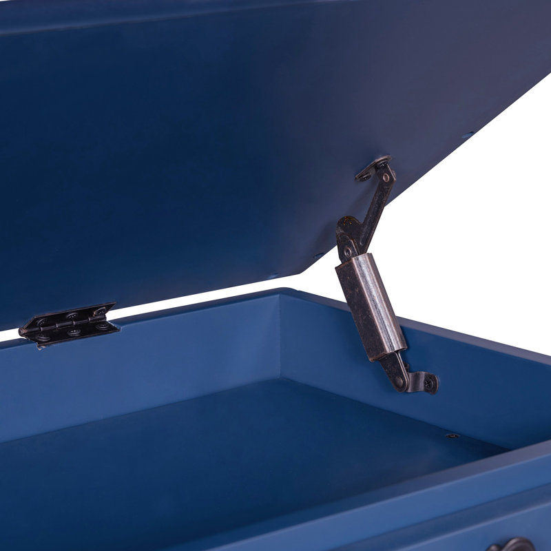 Entryway stool with storage cabinet with cushion and three drawers, Navy Blue