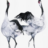 Kumano Two Painted Crane 3-Panel Wall Mural