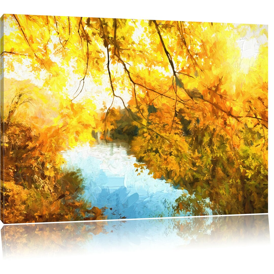 Leinwandbild Herbstlandschaft mit See