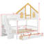 Lit superposé Playhouse avec tiroirs de rangement, escalier et toit