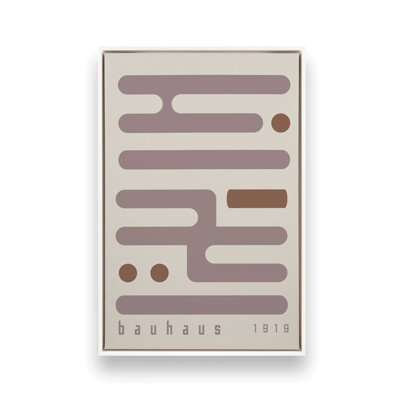 Warm Taupe Bauhaus Minimalist Circuitry I, reproduction sur toile dans un cadre
