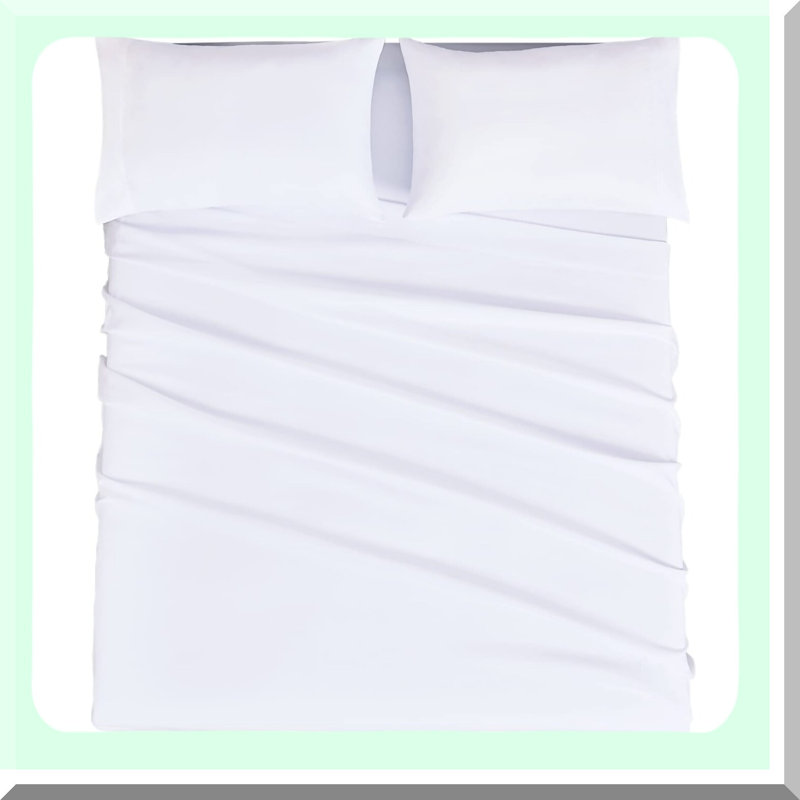 Luxury Comfort 1800 Queen Bedding Set - Hypoallergenic Pillowcases & Fitted Sheet - Breathable & Fade Resistant - Deep Pocket 4 Piece Set in White