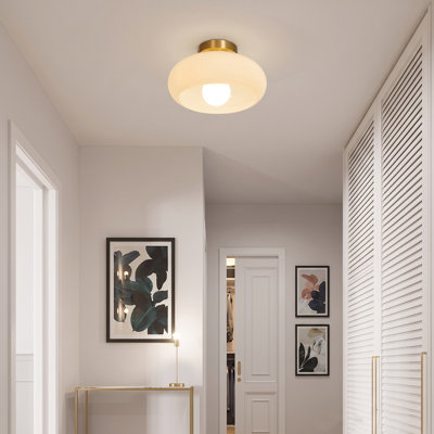 Mid-century Modern Beige Semi Flush Mount Ceiling Light