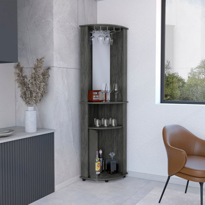 Armoire de bar de coin Chicago, support, porte en verre