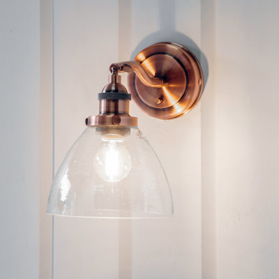 Anais 1 Light Glass Armed Sconce with switch