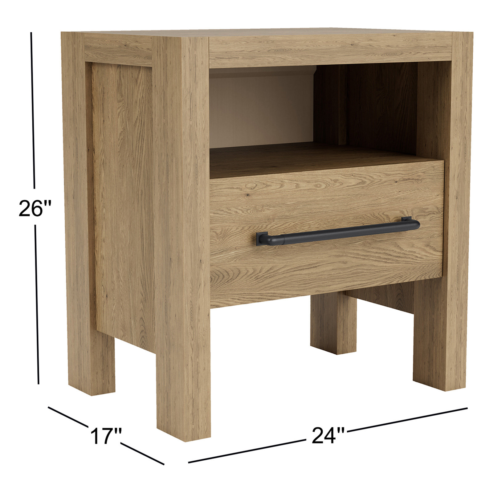 Laroche Oak Nightstand, Pale Oak