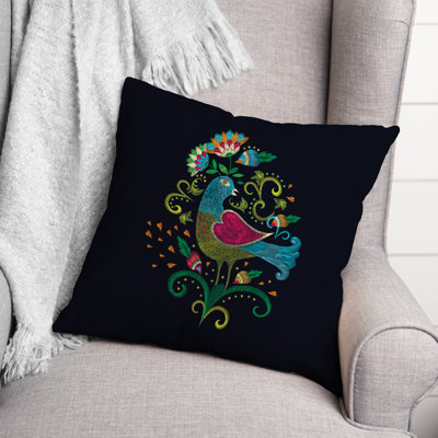 Bright Folk Bird Square Pillow Cover & Insert