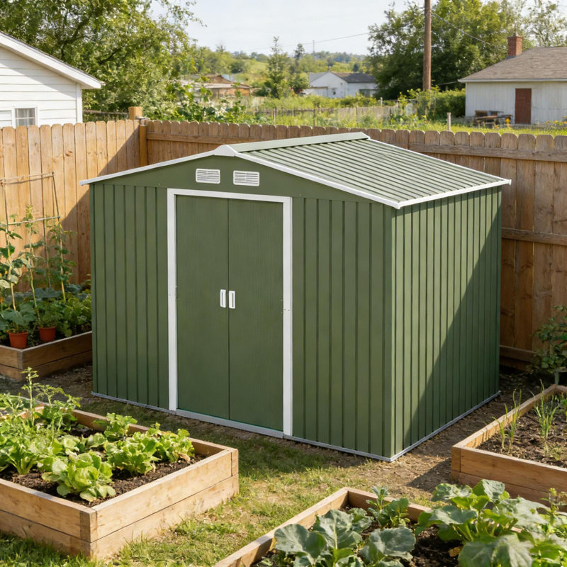 Remises de jardin en acier durable, rangement extérieur spacieux de style moderne