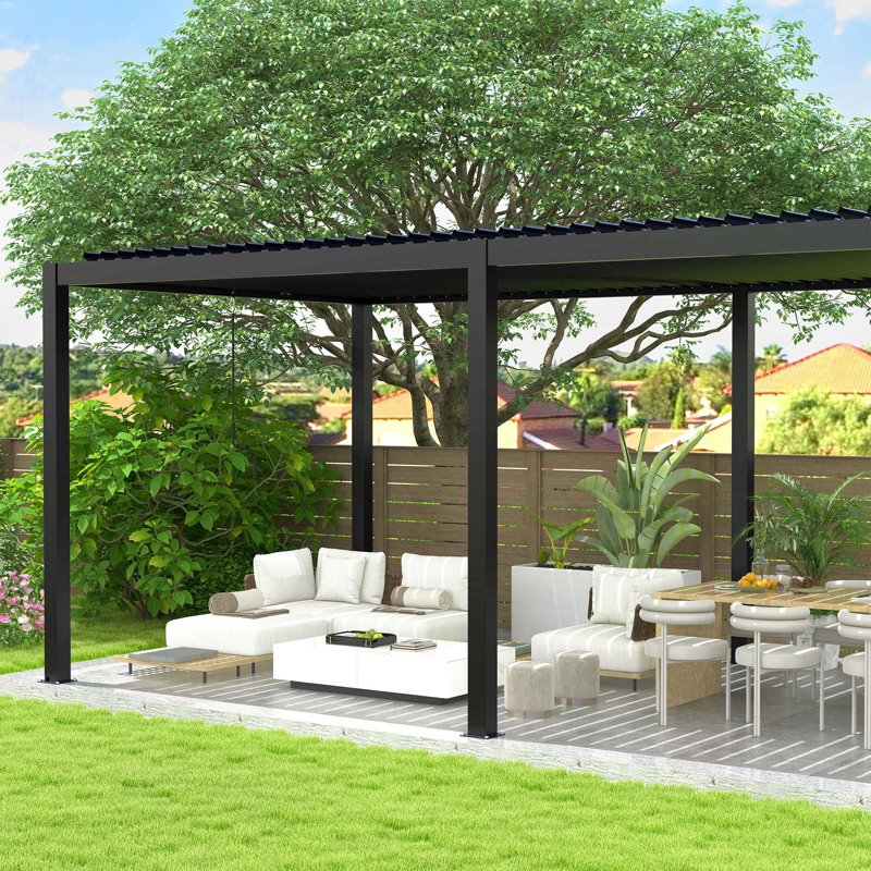 Louver Pergola Aluminum Frame & Steel Louvers, H 90,5 po x l 228 po x P 118 po