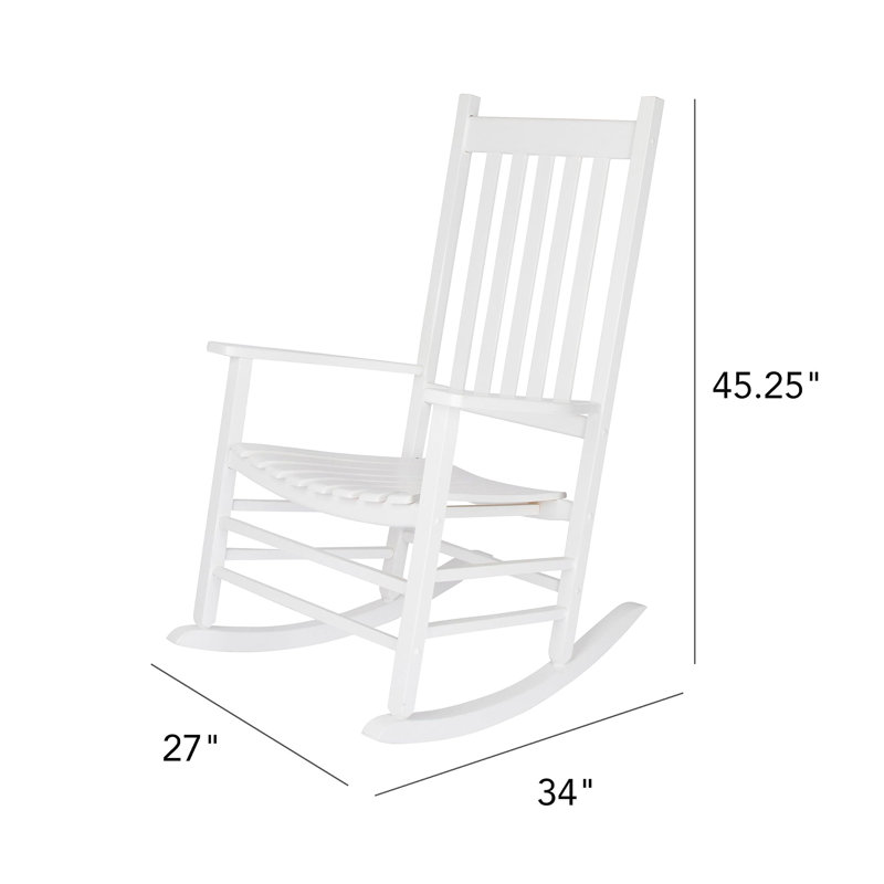 Chaise berçante en bois à haut dossier, Blanc