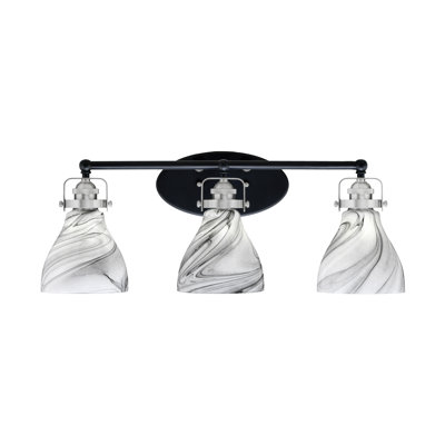 Easton 3 Light Bath Bar With 6.25" Onyx Swirl Glass