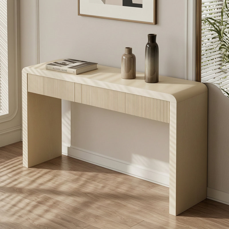 Console rustique avec 3 tiroirs cannelés, Natural