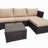 Hampus 3 Seater Rattan Brown/Beige Garden Sofa Set With Large Stool And Coffee Table