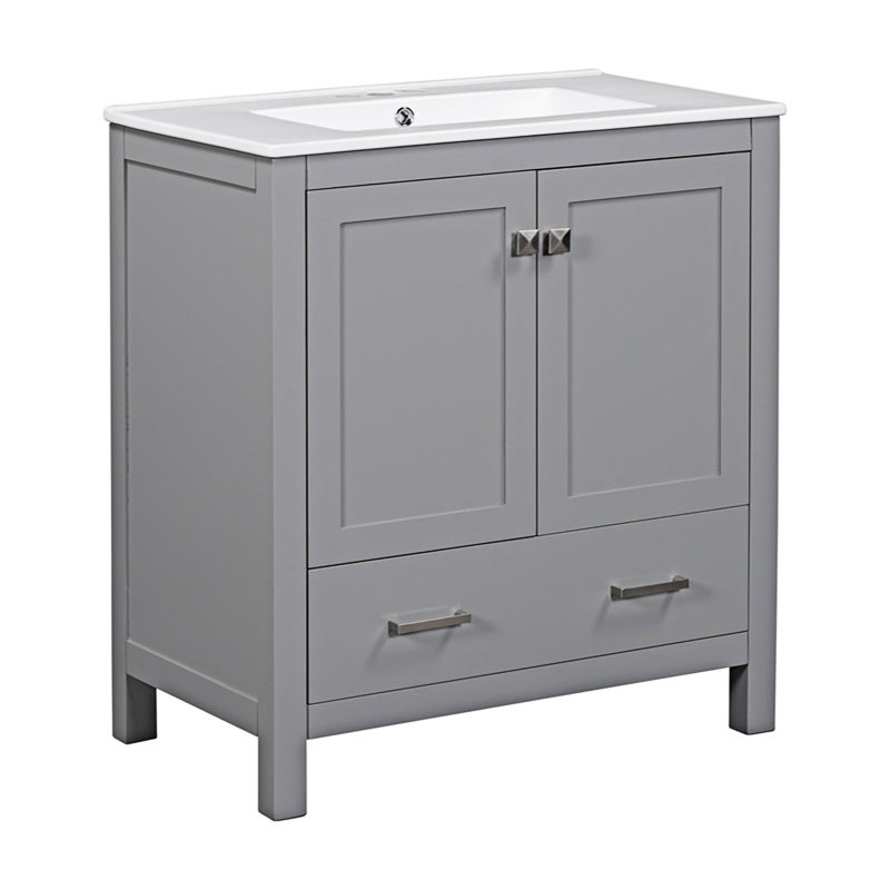 Meuble-lavabo moderne avec lavabo simple, Gris