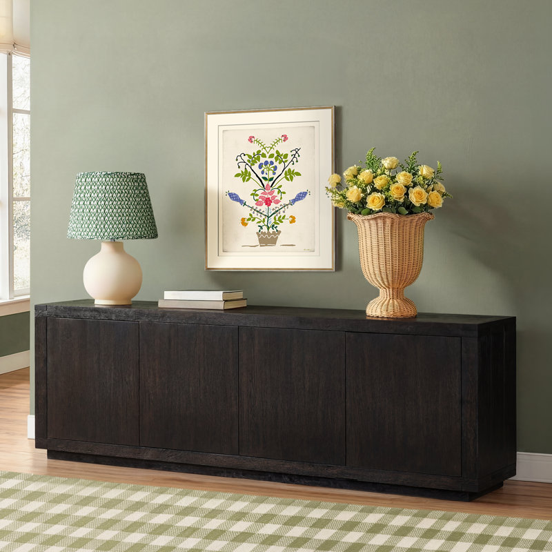 Nemo 94'' Solid Wood Sideboard, Worn Black Oak