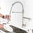 Kitchen Faucet In Brushed Nickel With Heavy Duty Commercial Style, Single Handle Pre-Rinse Spring And High Arc Pull Down Pot Filler-1066551573
