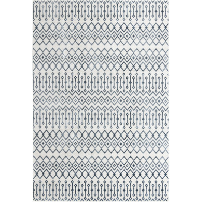 Tapis abstrait bleu marine / ivoire