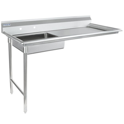 EMPURA 60" Wide Stainless Steel Soiled Dishtable | Undercounter Left Hand Side Commercial Worktop table for Restaurant Diner Cafeteria Kitchen | 7.5" Backsplash | 60"W x 30"D x 41.5"H, 16-Gauge, NSF