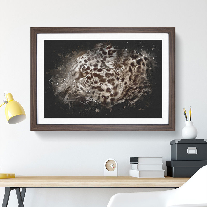Jaguar - Picture Frame Graphic Art, Walnut, 65cm H x 90cm W x 2cm D