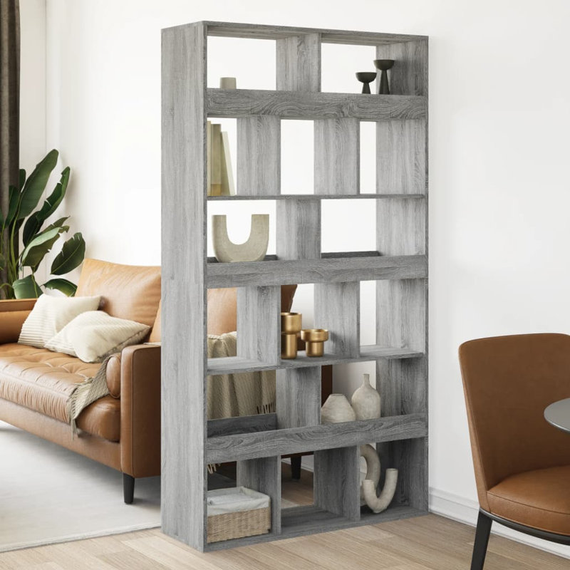Angelinne 100cm W Bookcase, Grey/Sonoma, 187.5cm H x 100cm W x 33cm D