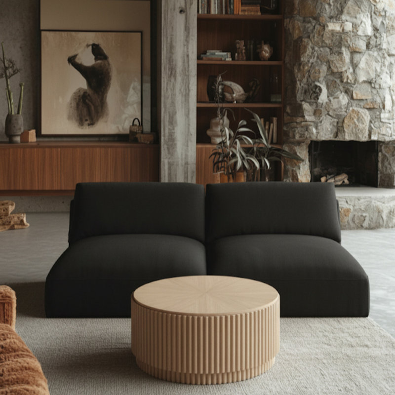 Kironde Upholstered 76'' Loveseat, Black Polyester Fabric