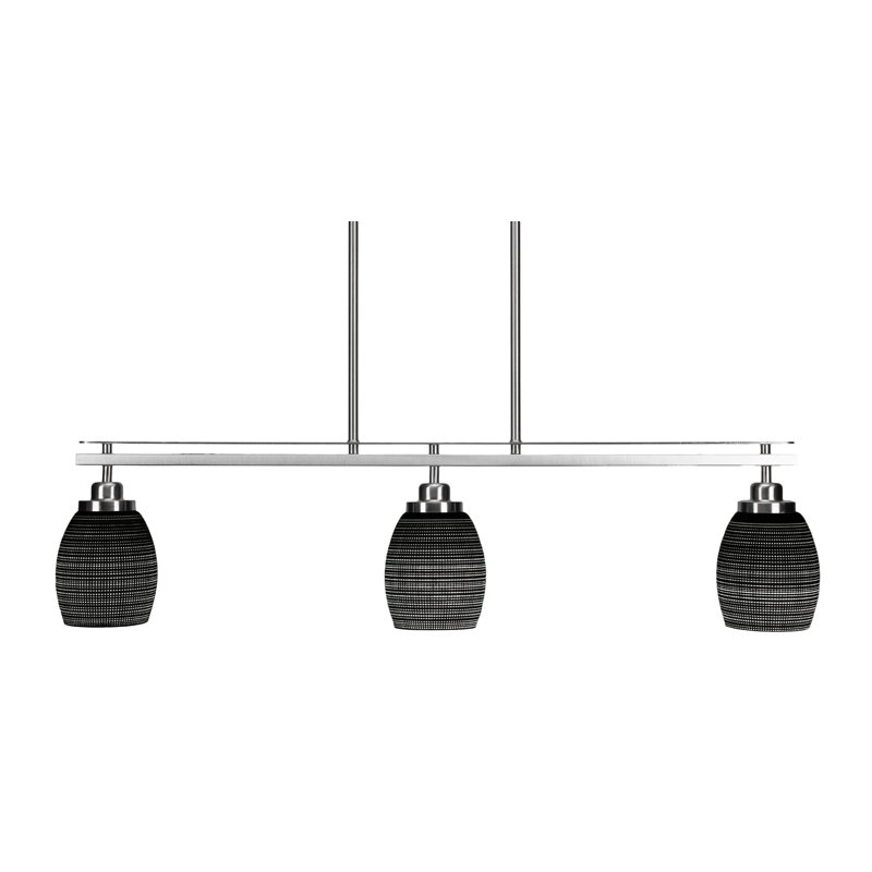 Merha 3 Light Island Light Shown With Glass, Frosted, Brushed Nickel