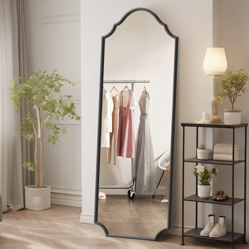 Metal Rectangle Mirror, 65" x 22", Black