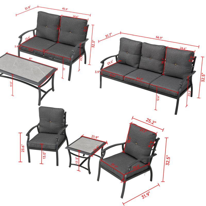 7-Piece conversation set, Dark Gray