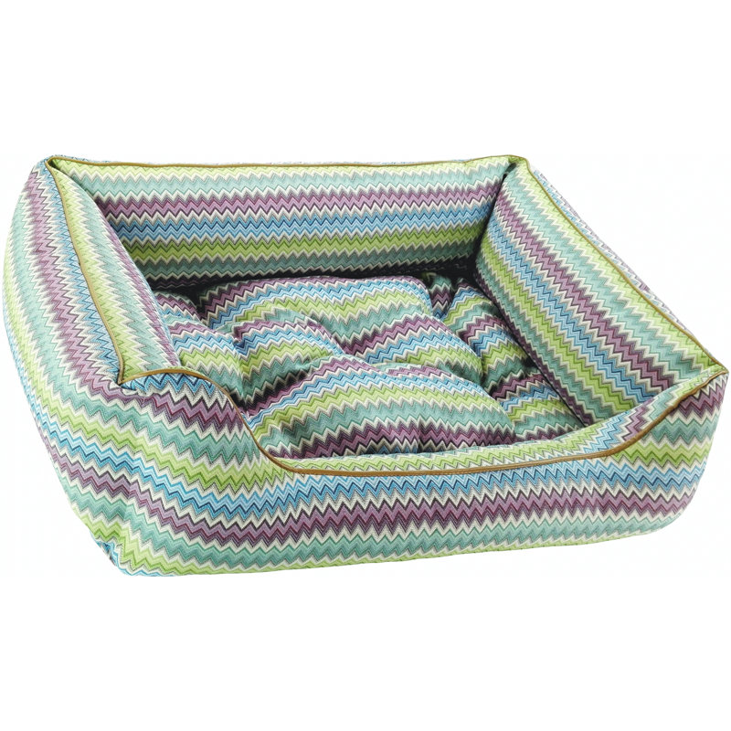 Zik Zak Orthopedic Polyester Pet Bed, Lime/Purple/Blue, Small (70cm W x 50cm D x 25cm H)