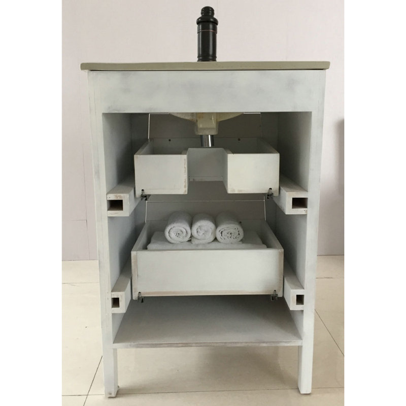 Rouen 24'' Single Bathroom Vanity with Ceramic Top, White