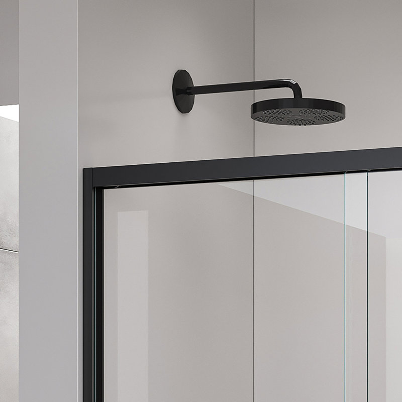 44-48*72 INCH Frame Double Sliding Soft-Close Shower Doors, Bathroom Sliding Shower Door,  (6Mm) Thick SGCC Tempered Glass Door For Bathroom Door ,Matte Black