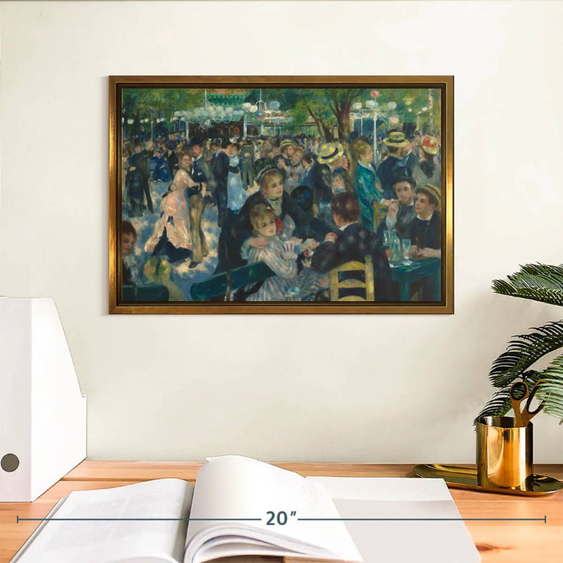 Danse au Moulin de La Galette, Cadre flottant doré, 13 po x 9 po