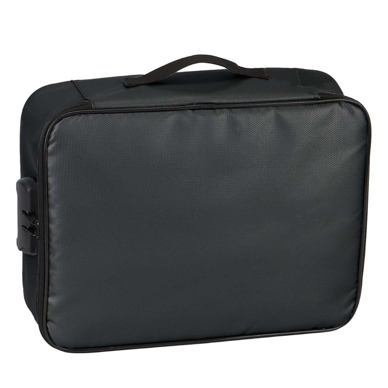Fireproof Document Bag with Lock File Storage Organizer Bag Waterproof Safe Portable Pouch Bag, Black